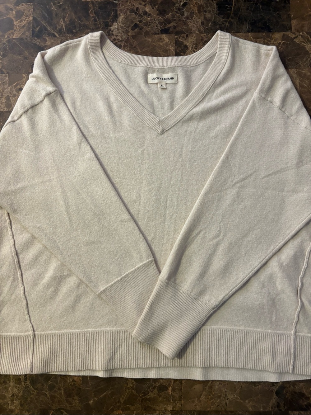 Lucky Brand Women's V-Neck Sweater in Light Cream